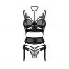 Ensemble sexy 3 pièces noir ouvert – "Premisis" Obsessive Lingerie | Lingerie érotique raffinée
