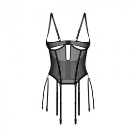 Corset Noir Cupless Seins Libres – Obsessive Lingerie, Taille Sculptée & Jarretelles Amovibles