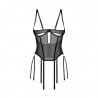 Corset Noir Cupless Seins Libres – Obsessive Lingerie, Taille Sculptée & Jarretelles Amovibles