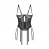 Corset Noir Cupless Seins Libres – Obsessive Lingerie, Taille Sculptée & Jarretelles Amovibles
