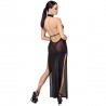 Robe longue tulle noir Onyx F372 – fentes sensuelles & dos strassé | Joli(e) Dessous