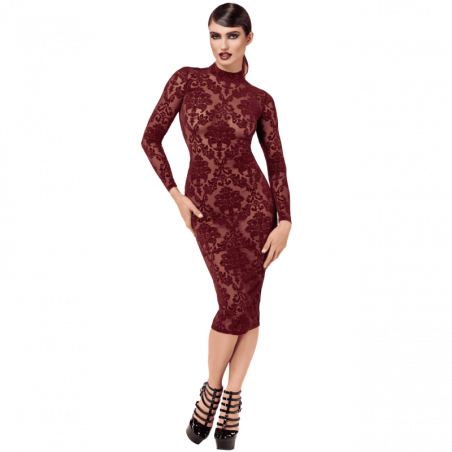 Robe midi bordeaux en tulle floqué – Élégance & Confort | Joli(e) Dessous