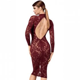 Robe midi bordeaux en tulle floqué – Élégance & Confort | Joli(e) Dessous
