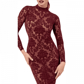 Robe midi bordeaux en tulle floqué – Élégance & Confort | Joli(e) Dessous