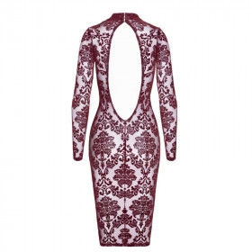 Robe midi bordeaux en tulle floqué – Élégance & Confort | Joli(e) Dessous