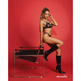 Obsessive Dominna – Ensemble sexy simili cuir, soutien-gorge à armatures & string ajustable | Joli(e) Dessous