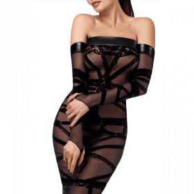 Robe longue en tulle floqué motif bondage – Joli(e) Dessous | Joli(e) Dessous