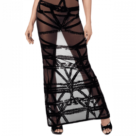 Robe longue en tulle floqué motif bondage – Joli(e) Dessous | Joli(e) Dessous