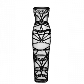 Robe longue en tulle floqué motif bondage – Joli(e) Dessous | Joli(e) Dessous