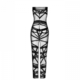 Robe longue en tulle floqué motif bondage – Joli(e) Dessous | Joli(e) Dessous