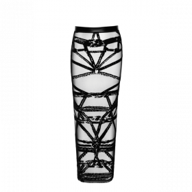 Jupe longue en tulle floqué style bondage sculptante | Joli(e) Dessous