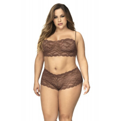 Shorty dentelle cacao grande taille Mapalé - Lingerie féminine