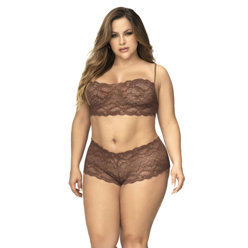 Shorty dentelle cacao grande taille Mapalé - Lingerie féminine