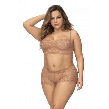 Shorty dentelle taupe grande taille Mapalé - Lingerie féminine