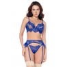 Ensemble lingerie 3 pièces dentelle Bleu - Mapalé