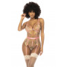 Body guépière Sydney rose dentelle Mapalé + porte-jarretelles
