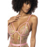 Body guépière Sydney rose dentelle Mapalé + porte-jarretelles