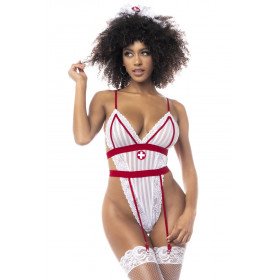 Costume infirmière sexy Mapalé — body jarretelles + serre-tête