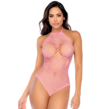 Body résille rose motif cœur strass Mapalé — taille unique