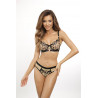 Soutien-gorge balconnet dentelle noir beige Axami V-11891