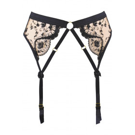 Porte-jarretelles dentelle noir beige Axami V-11892