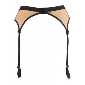 Porte-jarretelles dentelle noir beige Axami V-11892