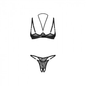 Ensemble ouvert noir Olianna 2 pièces – Obsessive