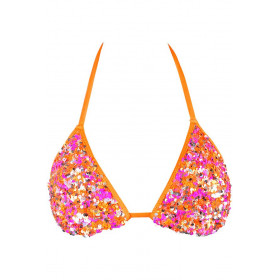 Haut Bikini Triangle Sequins Orange Axami V-12101