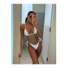 Haut Bikini Triangle Sequins Blanc Axami V-12121