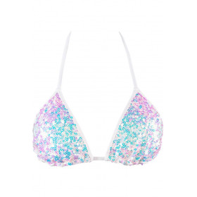 Haut Bikini Triangle Sequins Blanc Axami V-12121