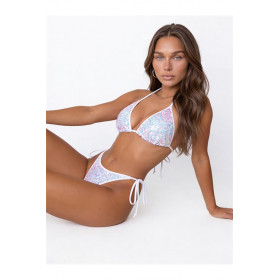 Culotte Bikini Sequins Blanc Axami V-12123