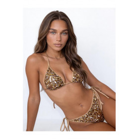 Haut Bikini Triangle Sequins Doré Axami V-12081