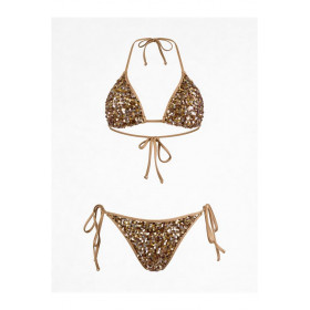 Haut Bikini Triangle Sequins Doré Axami V-12081