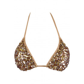 Haut Bikini Triangle Sequins Doré Axami V-12081