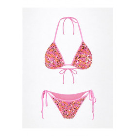 Haut Bikini Triangle Sequins Rose Axami V-12091