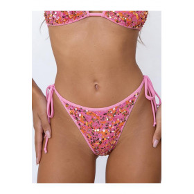 Culotte Bikini Sequins Rose Axami V-12093