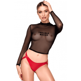 Top transparent noir F389 - Noir Handmade