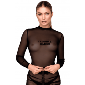 Top transparent noir F389 - Noir Handmade