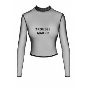 Top transparent noir F389 - Noir Handmade