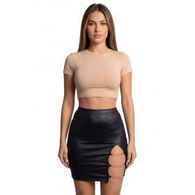 Jupe courte noire Elena fendue - Be Lily Mode