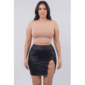 Jupe courte noire Elena fendue - Be Lily Mode