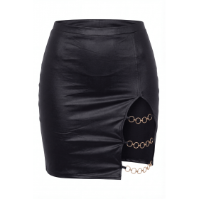 Jupe courte noire Elena fendue - Be Lily Mode