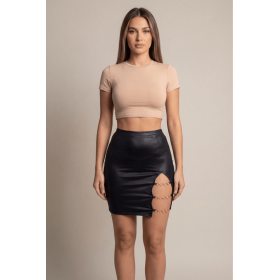 Jupe courte noire Elena fendue - Be Lily Mode