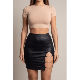 Jupe courte noire Elena fendue - Be Lily Mode