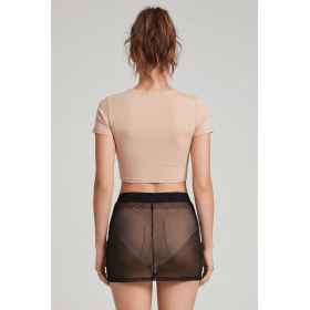 Jupe noire en résille transparente Maya