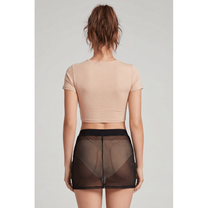 Jupe noire en résille transparente Maya
