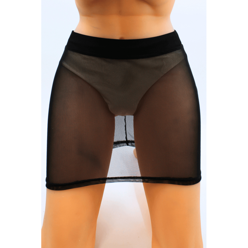 Jupe noire en résille transparente Maya
