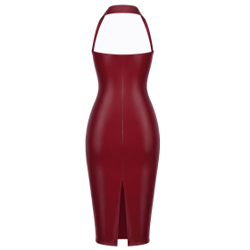 Robe Corset Midi Wetlook Bordeaux F396 Dark Romance