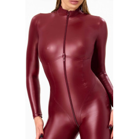 Combinaison Wetlook Bordeaux Zip 3 Voies F395 Dark Romance