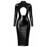 Robe Midi Noire Wetlook Manches Longues F401 Dark Affair